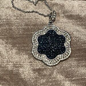 Blue and White Austrian Crystal Flower Necklace New